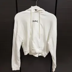 【最終値下げ❗️】X-girl ホワイト クロップド パーカー フード付き