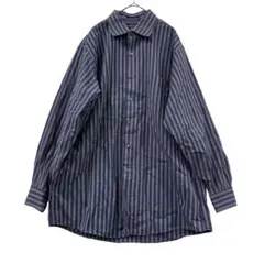 カルバンクライン 長袖シャツ L 黒×灰色 ストライプ柄 モノトーン【5185】