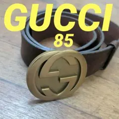 ★GUCCI★　ブラウンレザーベルト ダブルGロゴ　通常着用品