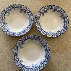 東濃陶器 T&T TABLE COLLECTION 青い花柄皿 3枚セット