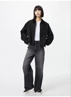 UNIQLO ワイドストレートジーンズ Gray サイズ26