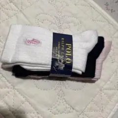 ☆POLO RALPH LAUREN キッズ靴下 3足セットピンク、ネイビー、白