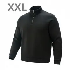 メンズ ハーフジップ スウェット黒 XXL