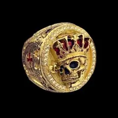 【A020】リング　メンズ　ゴールド　アクセサリー　骸骨　髑髏　指輪　20号のサムネイル