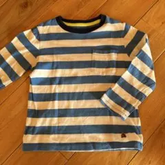 長袖カットソー 青と白のストライプ 100cm