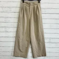 アーヴェヴェ ワイドパンツ ウエストタック 無地 オフィスカジュアル 美脚効果