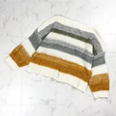 ungrid カラーボーダールーズニット モヘア混 サイズF*ZC2035