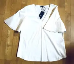 ジル・サンダー ホワイト Vネック 半袖ブラウス サイズ36 タグ付　新品