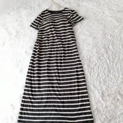 ユニクロ UNIQLOエアリズムコットンロングブラカップワンピースボーダー M