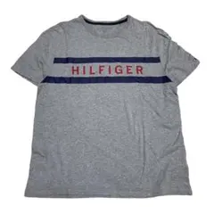 トミーヒルフィガー　Tシャツ　半袖　プリント　カットソー　グレー　古着　L