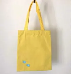 ハンドメイド　トートバッグ　サブバッグ　裏地付き　綺麗な黄色　ぞうさんワッペン