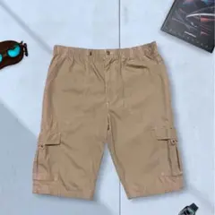 《CONVERSE》 ハーフカーゴパンツ L ベージュ ウエストゴム