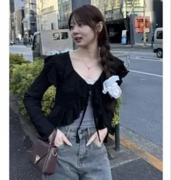 【新品未使用】【NICECLAUP】ラッフルカーディガン