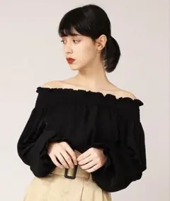 み*も様 PUNYUS 2WAY オフショルダー ブラウス　1ブラック