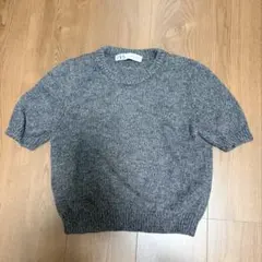 ZARA 半袖ニット チャコールグレー クロップド丈