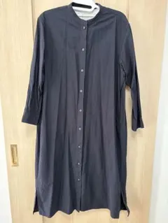 値下げ！無印良品　ネイビー シャツワンピース M〜Lサイズ 長袖