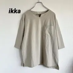 ikka イッカ　チュニック　キーネック　M 七分袖　ベージュ　体型カバーのサムネイル