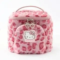 新品 しまむら ハローキティ ヒョウ柄 バニティポーチ ピンク ファー 収納