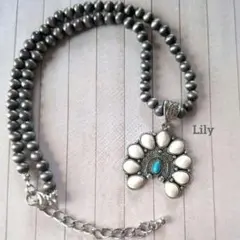 男女兼用✨ ナバホ ターコイズ 青 白 ペンダント ネックレス インディアン