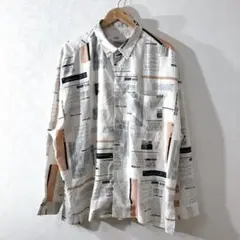 J.n.r.d 総柄シャツ　ポリシャツ　長袖　メンズ　XL 古着