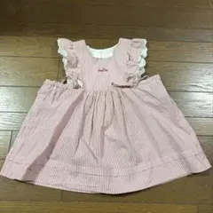 【90cm】baby Dior 袖フリル ストライプワンピース 赤白のサムネイル