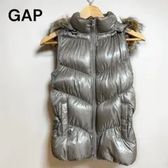y2k GAP ファー付きダウンベスト M ブラック 40周年 光沢あり - メルカリ