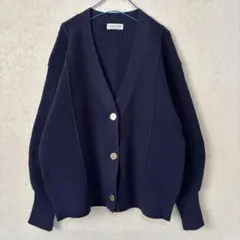美品チャオパニックティピー パッチワーク金ボタンVネックカーディガン　ネイビー