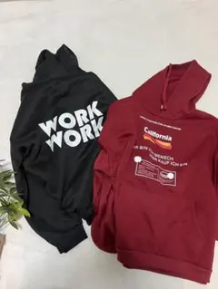 2枚送ります。Californiaデザイン フード付きパーカー 赤