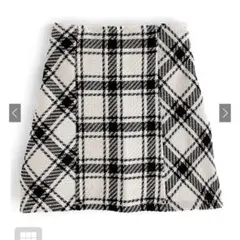 バックリボンツイードチェックミニスカート GRL S