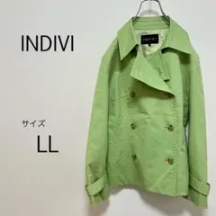 c0341【インディヴィ】スプリングコート ショート丈 ＬＬ トレンチコートのサムネイル