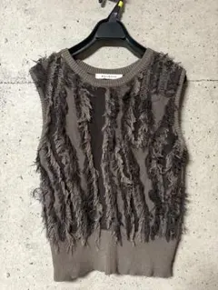 MELROSE フリンジニットベスト ブラウンのサムネイル