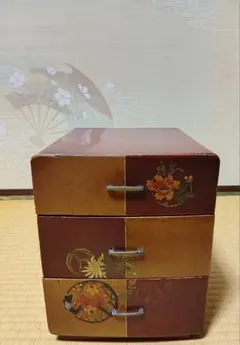 昭和レトロ　三段小引き出し　花柄　ミニチェスト