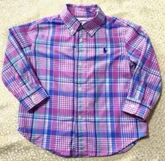 Ralph Lauren チェック柄　長袖シャツ　18M 85㎝　ピンク系