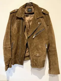 ZARA ブラウン スエード ライダースジャケット