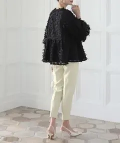 meraki メラキ　フラワーモチーフシャギートップス