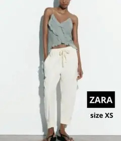 ZARA バルーン フィット パンツ xs ホワイト アイボリー系