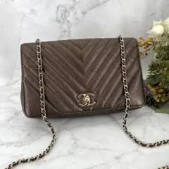 CHANEL シャネル【美品】Vステッチ キャビアスキン マトラッセ