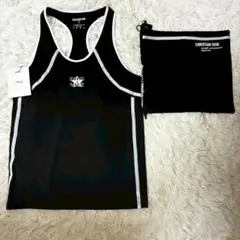 Dior ロゴ ノースリーブ タンクトップ 黒 Dior's J'ADORE Rhinestone Logo Tank Top Size XS-S Black Used