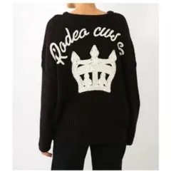 RODEO CROWNS ロゴ ニット セーター 長袖 ブラック Fのサムネイル