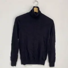 【無印良品/良品計画】ウール100% タートルネック　ニット　黒　長袖【M】春