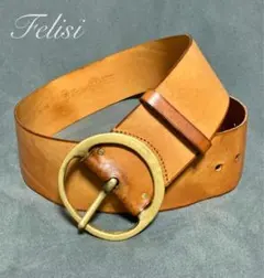 フェリージ Felisi 太め サッシュ 本革 ベルト ライトブラウンのサムネイル