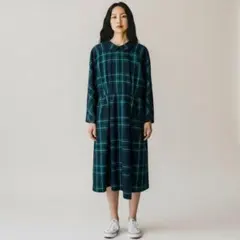 B798 ヨークランド　大人可愛い グリーンチェック 9ARのサムネイル