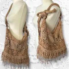 00s y2k クロシェネットフリンジショルダーバッグ フェアリーグランジ