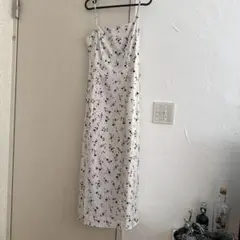 ホワイト 花柄 キャミワンピース