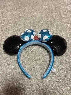 ミニーマウス カチューシャ 青と黒のドット