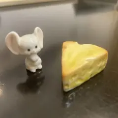 ネズミ　チーズ　セット　ミニチュア　置物　アンティーク　昭和レトロ