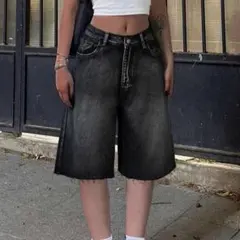 ブラックデニムハーフパンツ