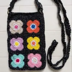 フラワーモチーフ スマホショルダーバッグ