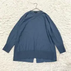 インディヴィ Vネックニット M チュニック丈 体型カバー プルオーバー