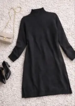 chocol raffine robe ニットワンピース 秋冬 ブラック 黒